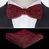 TIE G Men's Glitter Velvet Bow Tie + Pocket Square Set in Gift Box for Wedding, Party : Glittering Effects, Unisex Design (Twinkling Wine) view 3