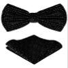 TIE G Men's Glitter Velvet Bow Tie + Pocket Square Set in Gift Box for Wedding, Party : Glittering Effects, Unisex Design (Galaxy Silver) view 1