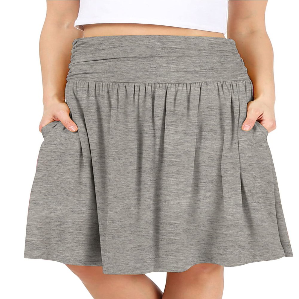 Grey Skirts for Women Reg and Plus Size Skirts a Line Knee Length Skirt Gray Pocket Skirt Heather Grey Skirt (Size X-Small, Heather Grey)