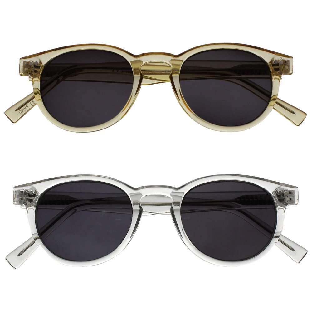 OPULIZE ROX Reading Sunglasses for Women Men,Tinted Lens with UV400 Protection,Scratch Resistant Round frame, Transparent Gold, Shiny Clear +1.5 (Pack of 2)