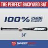 SweetSpot Senior 34 | Plastic Bat and Ball Combo Set | 34 Length | Backyard Baseball Set for Youth, Kids, Teens, and Adults view 2
