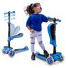 Hurtle 3 Wheeled Scooter for Kids - 2-in-1 Sit/Stand Child Toddlers Toy Kick Scooters w/ Flip-out Seat, Adjustable Height, Wide Deck, Flashing Wheel Lights, Great for Outdoor Fun -(Blue) view 1