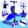 Hurtle 3 Wheeled Scooter for Kids - 2-in-1 Sit/Stand Child Toddlers Toy Kick Scooters w/ Flip-out Seat, Adjustable Height, Wide Deck, Flashing Wheel Lights, Great for Outdoor Fun -(Blue) view 4