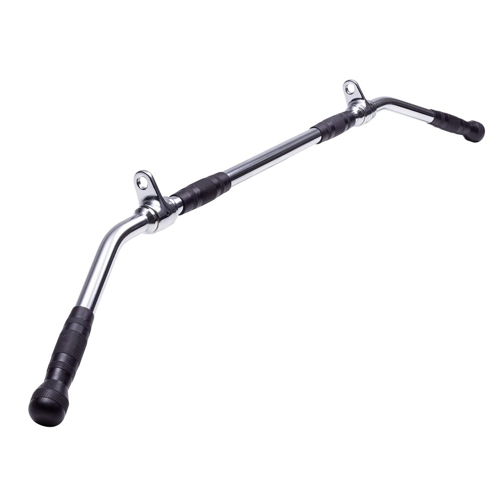 AmStaff Fitness 48" Straight Ez Curl Lat Pull Down Bar with Revolving Double Hook for Dual Pulley Cable Machines, Functional Trainer Multi-Purpose