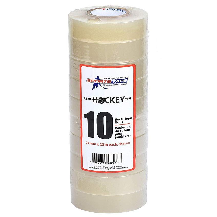 Sports Tape SportsTape Clear Hockey Tape - for Socks and Gear, Easy to Stretch and Tear (10 Pack), One Size