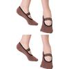 Aprilaugust Yoga Socks with Non Slip Grips & Leopard Strap, Perfect for Pilates, Barre, Ballet, Barefoot training (E_Brown 2pairs, Small) view 1