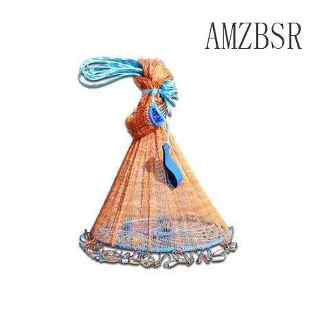 AMZBSR Fishing Cast Net 4 ft, Saltwater Fish Network, Magic Finefish Aluminum Ring Monofilament Thread Throwing Net