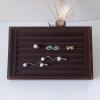 AKOAK 1 Pack Jewelry Display Tray Wooden Flannel Dresser Ring Earring Bracelet Watch Storage Case Portable Display Rack (brown) view 2