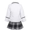 JEATHA Kids Girls Long Sleeves British Style School Uniforms Anime Cosplay Shirt Blazer with Tie Plaid Mini Skirt Set White 5-6 view 2