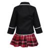 JEATHA Kids Girls Long Sleeves British Style School Uniforms Anime Cosplay Shirt Blazer with Tie Plaid Mini Skirt Set Black 7-8 view 2