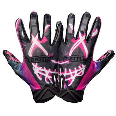Battle Sports Nightmare Cloaked Wide Receiver Football Gloves, Ultra-Tack Sticky & Grip Gloves, No Slip - Adult Large