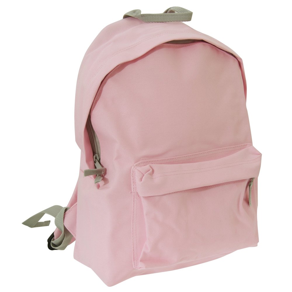BagBase Junior Fashion Backpack/Rucksack (14 Liters) (Pack of 2) (One Size) (Classic Pink/Light Grey)