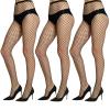 WEANMIX 3 Pcs Fishnet Stockings Lace Patterned Tights High Waist Pantyhose Fishnets for Women view 1