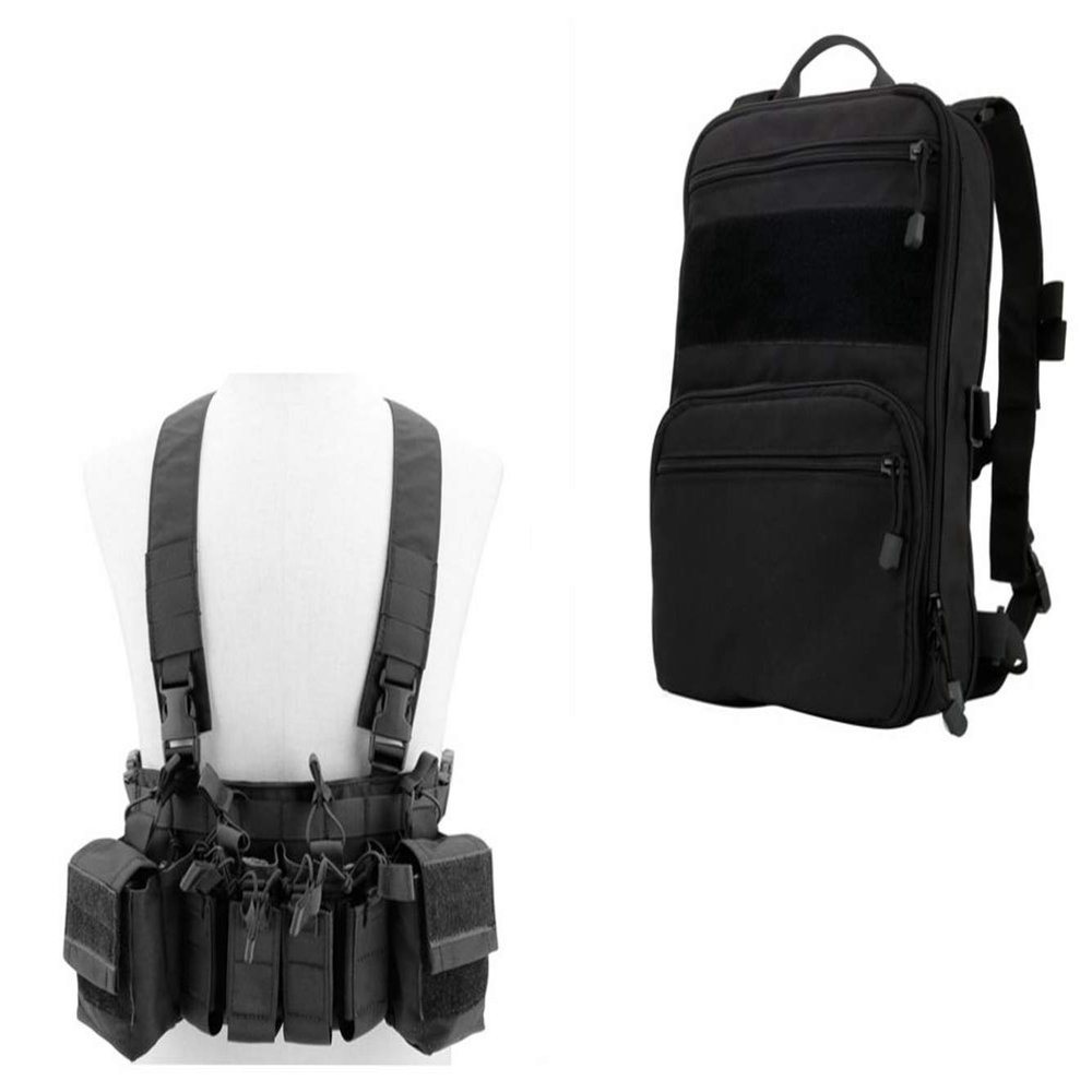 OAREA Camouflage Tactical Vest + MOLLE Military Day Pack Bag for Airsoft Shooting Airsoft Paintball CS Games