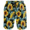 visesunny Abstract Sunflower with Blue Butterfly Print Men's Beach Shorts Summer Swim Trunks Sports Bathing Suits Mesh Lining view 1