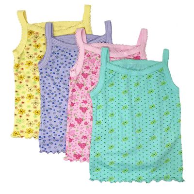 I&S Girl's 4 Pack Soft Cotton Cami Spaghetti Strap Tank Tops Undershirts (0-3 Months, Flower Pastels)