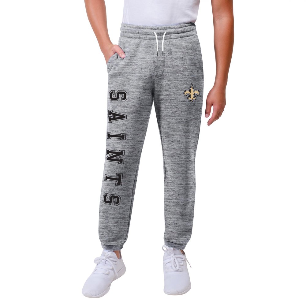 Ultra Game NFL Official Youth Super Soft Game Day Jogger Sweatpants, New Orleans Saints, Heather Gray, 18-20