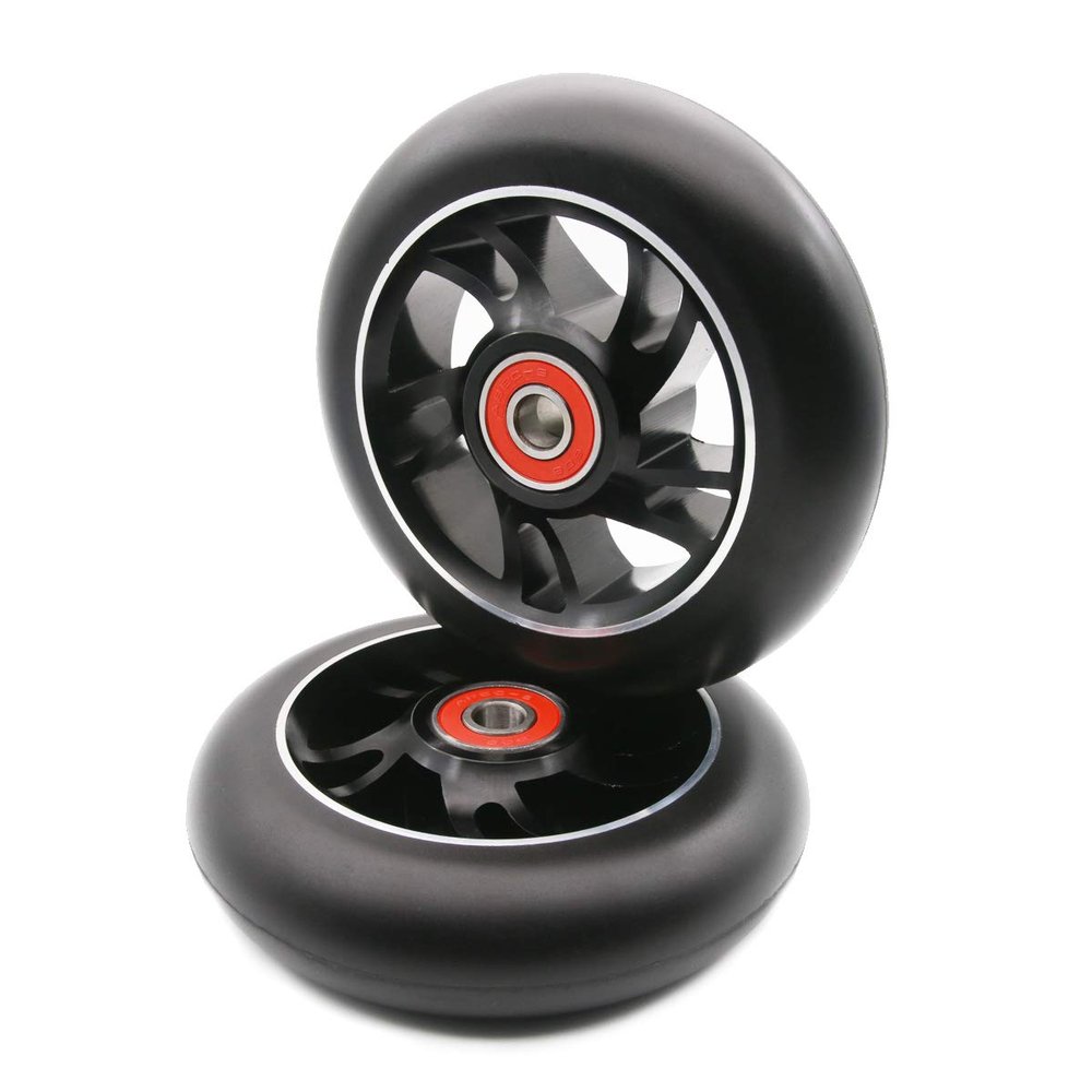 Z-FIRST 2Pcs 110mm Pro Scooter Wheels with ABEC 9 Bearings Fit for MGP/Razor/Lucky Envy/Vokul Pro Scooters Replacement Wheels (Black)