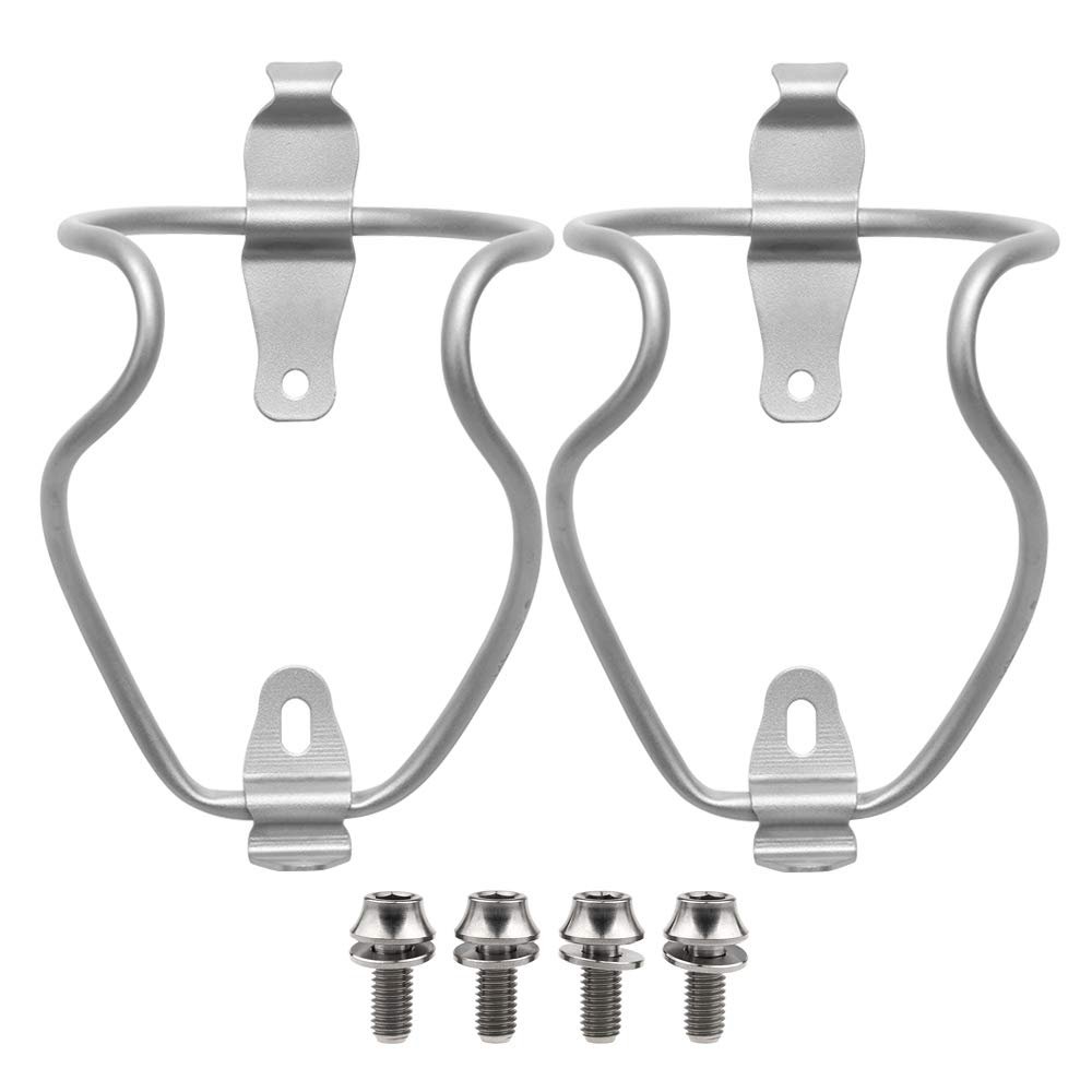 Yaruijia Titanium Alloy Bicycle Water Bottle Cages Lightweight Mountain Bike Cup Holder with M5x12mm Ti Bolt Pack of 2 (Titanium Bolt)