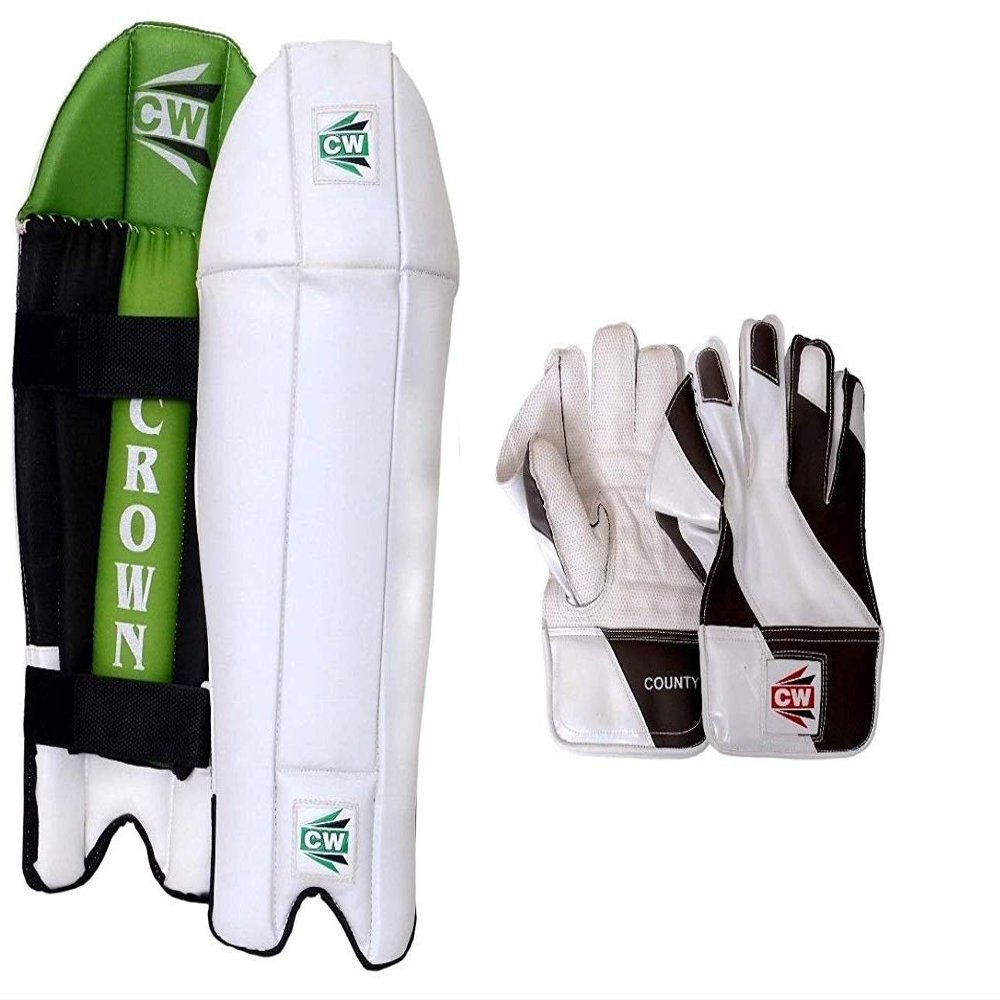 Cricket Combo Crown Wicket Keeping Le Guards with County Wicket Keeping Gloves for Men Protective Equipment USA
