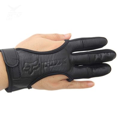 Huntinghome Real Leather Three-Finger Gloves Recurve Bow Finger Protector Archery Protective Gear Accessories (M)