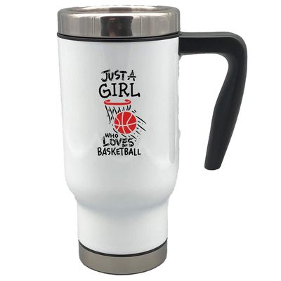 Just a girl who loves basketball 17 oz stainless steel travel mug (Red)