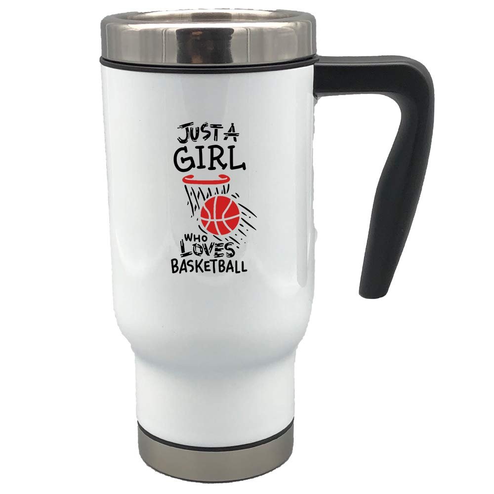 Just a girl who loves basketball 17 oz stainless steel travel mug (Red)