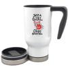 Just a girl who loves basketball 17 oz stainless steel travel mug (Red) view 3