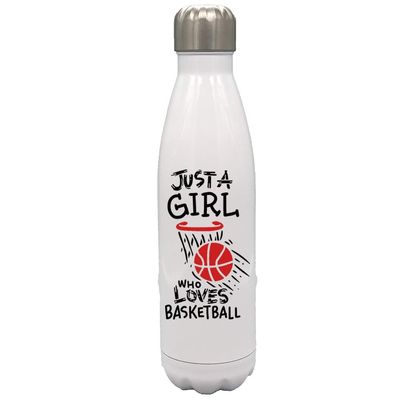 Personalized Sports Balls Just a girl who love Basketball 17 oz Stainless Steel Water Bottle coach player Gift (Red)