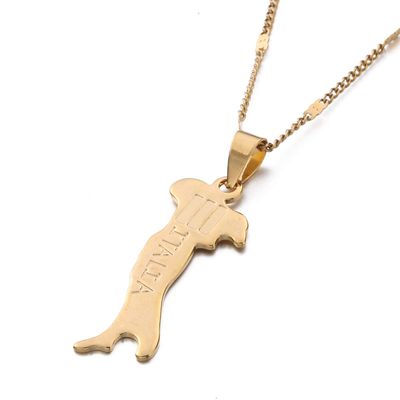 18K Gold Plated Map of Italy Necklace Pendant Jewelry for Italian (B)