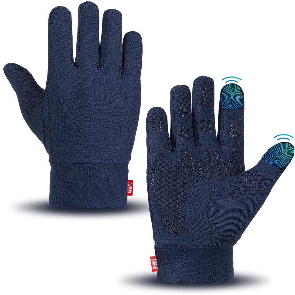 Aegend Lightweight Winter Gloves for Men Women, Warm Running Gloves Touchscreen Thermal Glove Liners for Cold Weather Driving, Cycling & Hiking, Non-Slip, Elastic Cuff, Stretchy, Durable