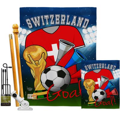 World Cup Switzerland Flags Swiss Banner Wall Art Flag Poles For Outside House Stand Outdoor Decorations Garden Tapestry Yard Signs FIFA Gifts Sports Fan Trophy Soccer Game Football Made In USA