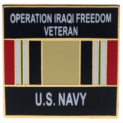 Sujak Military Items Green USN Veteran Operation Iraqi Freedom Service Ribbon Pin