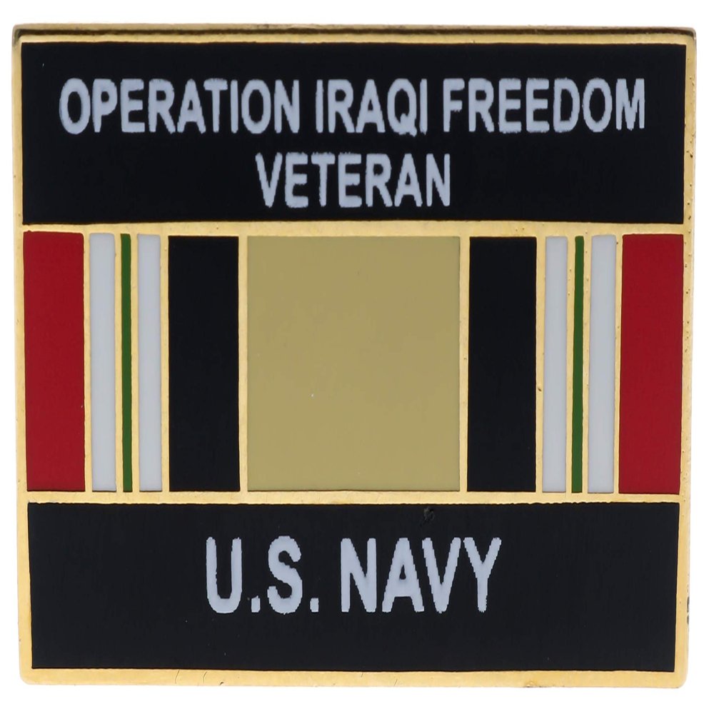 Sujak Military Items Green USN Veteran Operation Iraqi Freedom Service Ribbon Pin