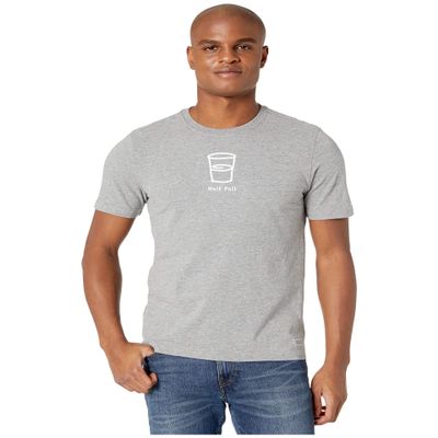 Life is Good Men's Crusher Tee Shirt, Short Sleeve Cotton Graphic T-Shirts, Half Full, Heather Gray, XX-Large