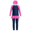 Muslim Swimsuit Girls 3-Piece Full Cover Hijab Burkini Islamic Arabic Modest Swimwear Sunsuit Beachwear Top Pants Cap Costume Black+Red 7-8 Years view 1