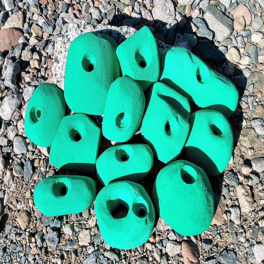 Climbing Holds Pack- 12 Large Bolt-on Holds with Various Difficulty (Green)