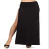 (Size L) Both Front Side Slit Rayon Skirts Black view 2