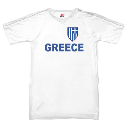 Custom Greece Soccer Jersey Youth Large in White and Black