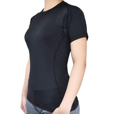 Vital Salveo-Germanium Women Compression Short Sleeve T-Shirts Cool Dry for Athletic Sports wear (Large) Black
