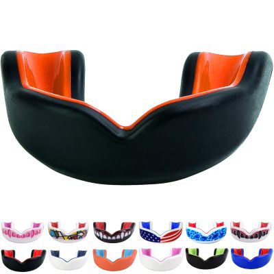 Oral Mart Black/Orange Youth Mouthguard for Kids - Youth Mouthguard for Karate, Flag Football, Martial Arts, Taekwondo, Boxing, Football, Rugby, BJJ, Muay Thai, Soccer, Hockey