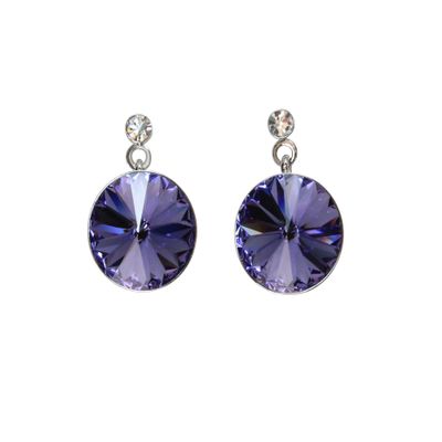 Faship Gorgeous Tanzanite Premium Rhinestone Crystal Dangle Pierced Earrings - Tanzanite