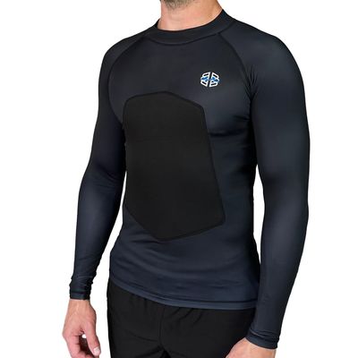 RIBBY SPF 50+ Padded Rash Guard for Surfing, Boogie, Scuba Black