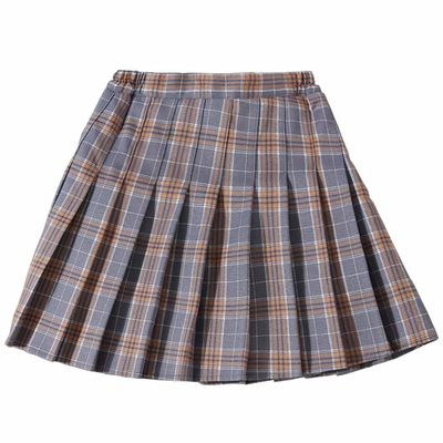 Big Girls Pleated Skirt Teen Girls School Uniform Plaid Skirt, Khaki, Size 13-14 Years (Tag170)