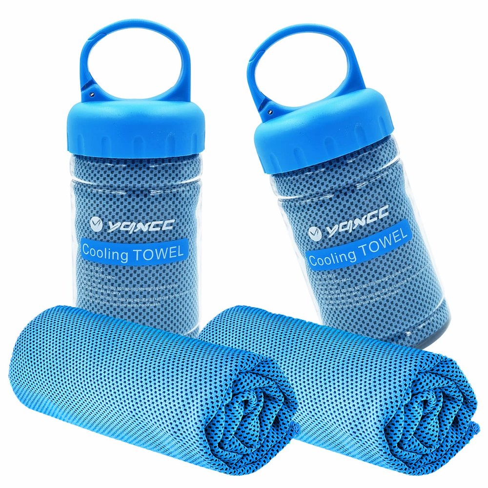 YQXCC Cooling Towel | 2 Pack 47"x12" | Ice Cool for Neck | Soft Breathable Microfiber Chilly | for Yoga, Golf, Gym, Camping, Running, Workout & More Activities