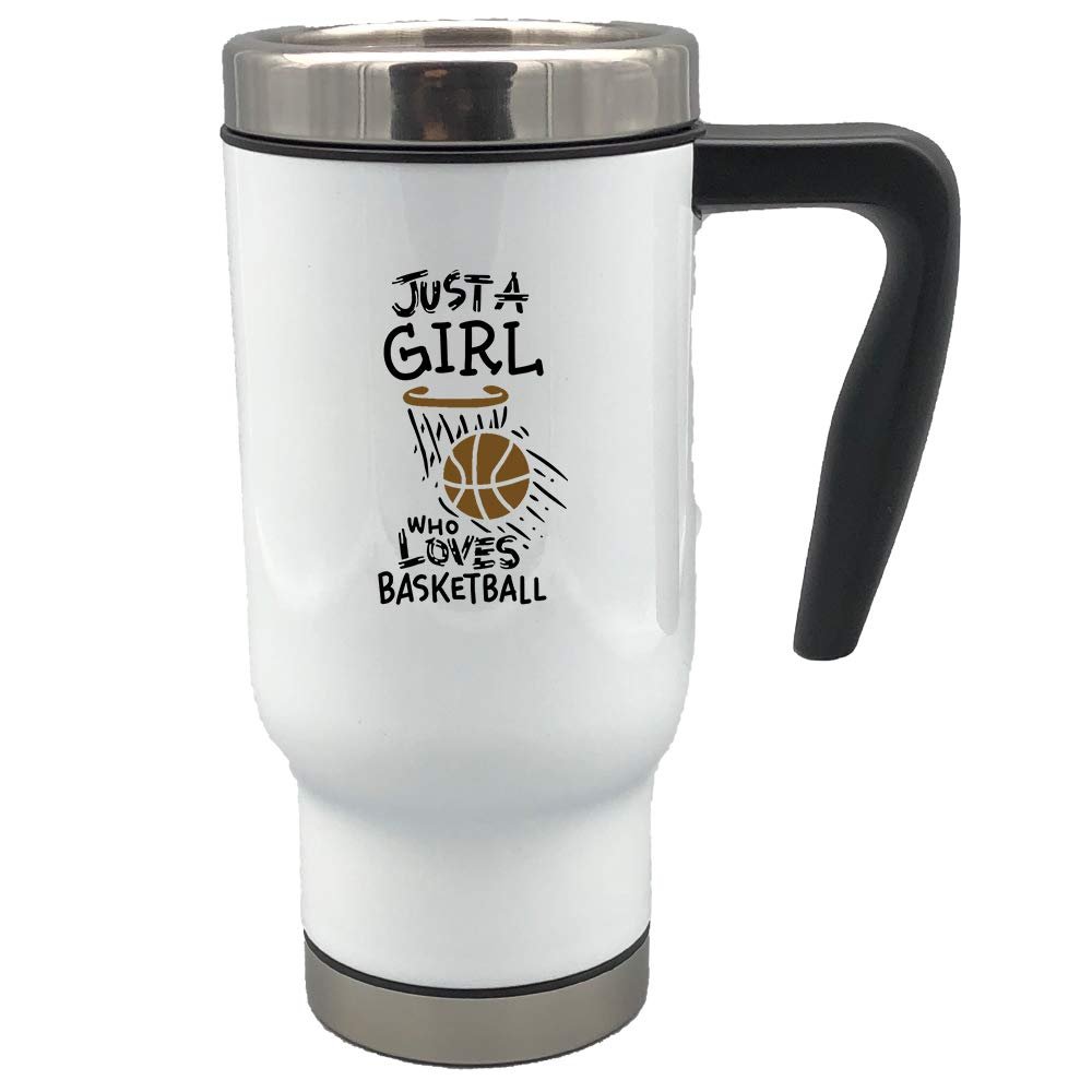 Just a girl who loves basketball 17 oz stainless steel travel mug (Brown)