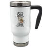 Just a girl who loves basketball 17 oz stainless steel travel mug (Brown) view 1