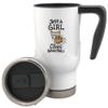 Just a girl who loves basketball 17 oz stainless steel travel mug (Brown) view 2