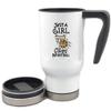 Just a girl who loves basketball 17 oz stainless steel travel mug (Brown) view 3