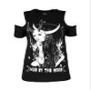 Restyle Live by The Moon Women's Gothic Fashion Black Cotton Cold Shoulder Top - XL view 3